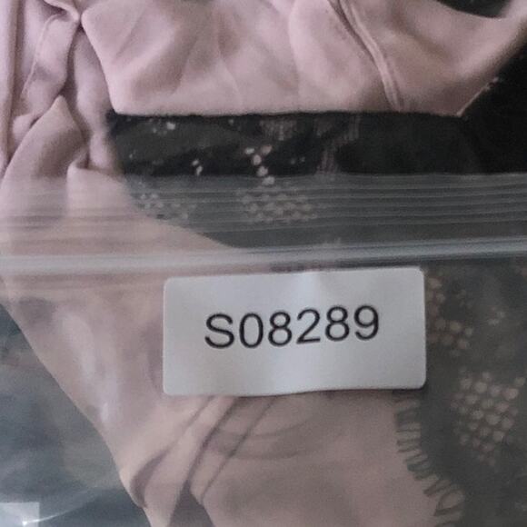 Express Womens Blouse Pink Black Lace V Neck Sleeveless Tank Keyhole Back Small - Picture 12 of 12